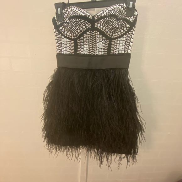 bebe | Dresses | Bebe Feather Dress S Xs